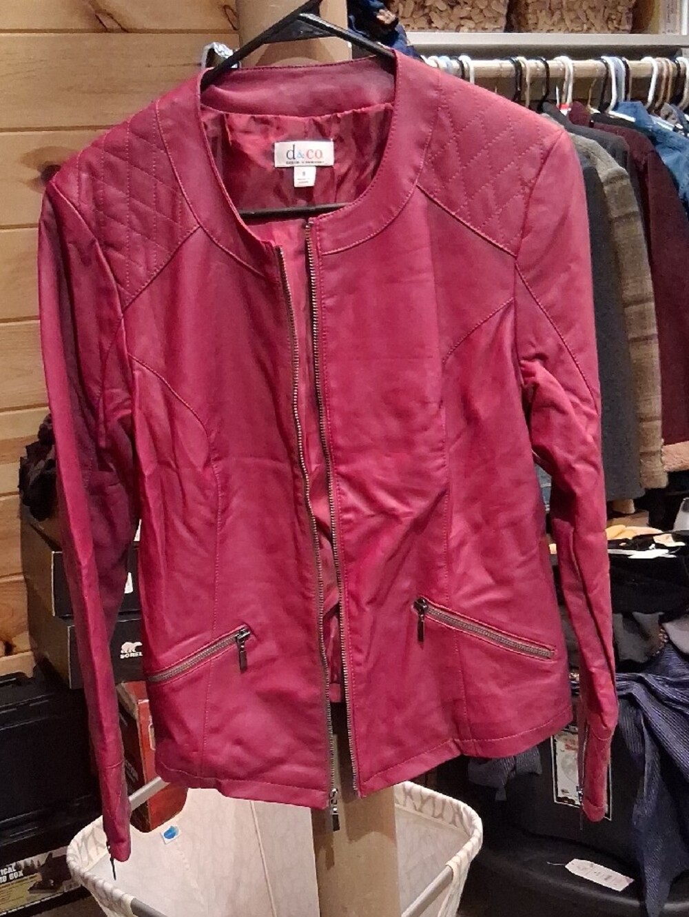 Denim&Co Raspberry Zip-Front Quilted Shoulder Jacket - Picture 8 of 9